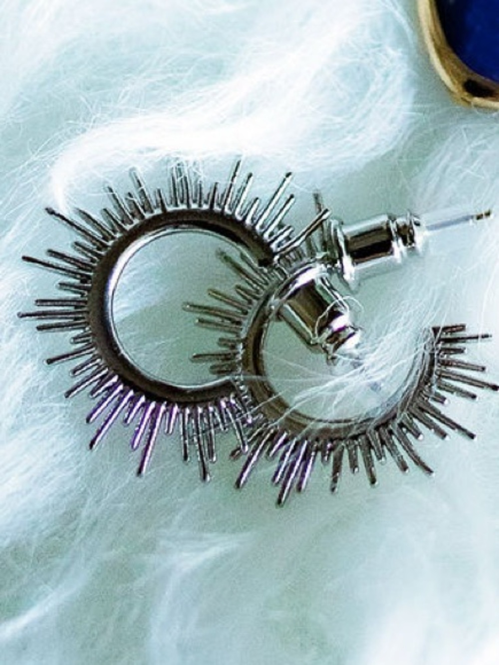 Silver Sunburst Hoop Stud Earrings - Women Jewelry